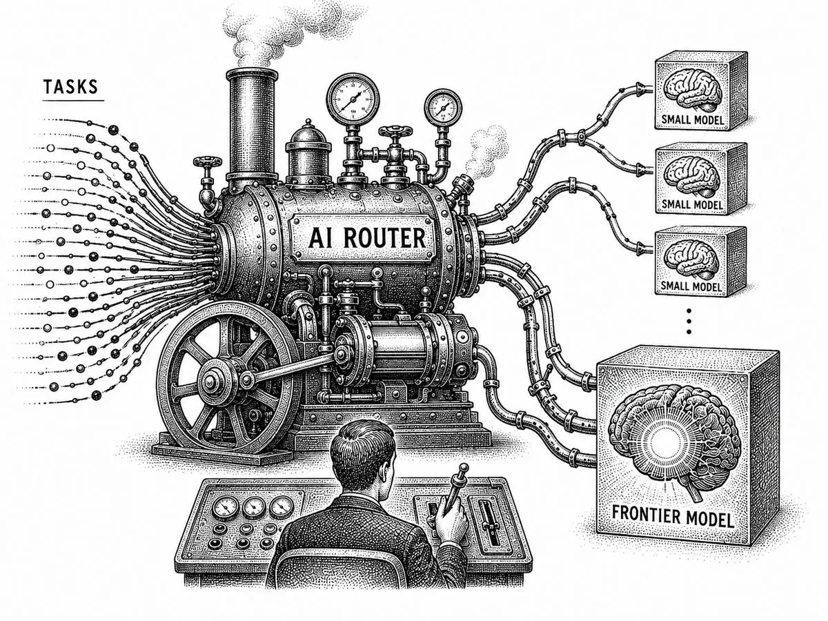 AI Router illustration accompanying the Pathfounders coverage of aixplain 4.